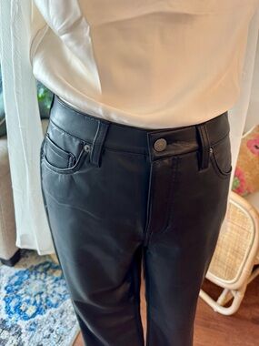 Banana Republic Black High-Rise Slim Faux Leather Pants